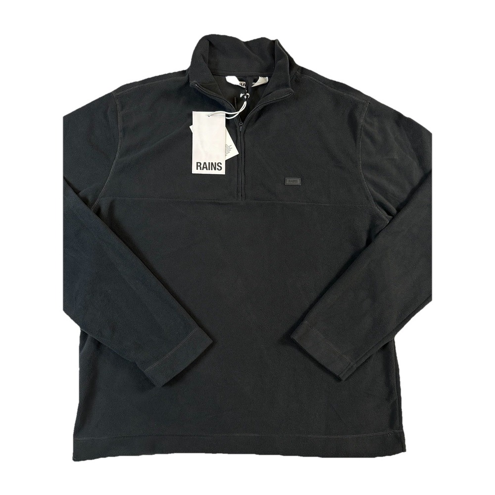 Rains Men's  Addis Fleece Half Zip Pullover. Black Size M ‎ New with Tags
